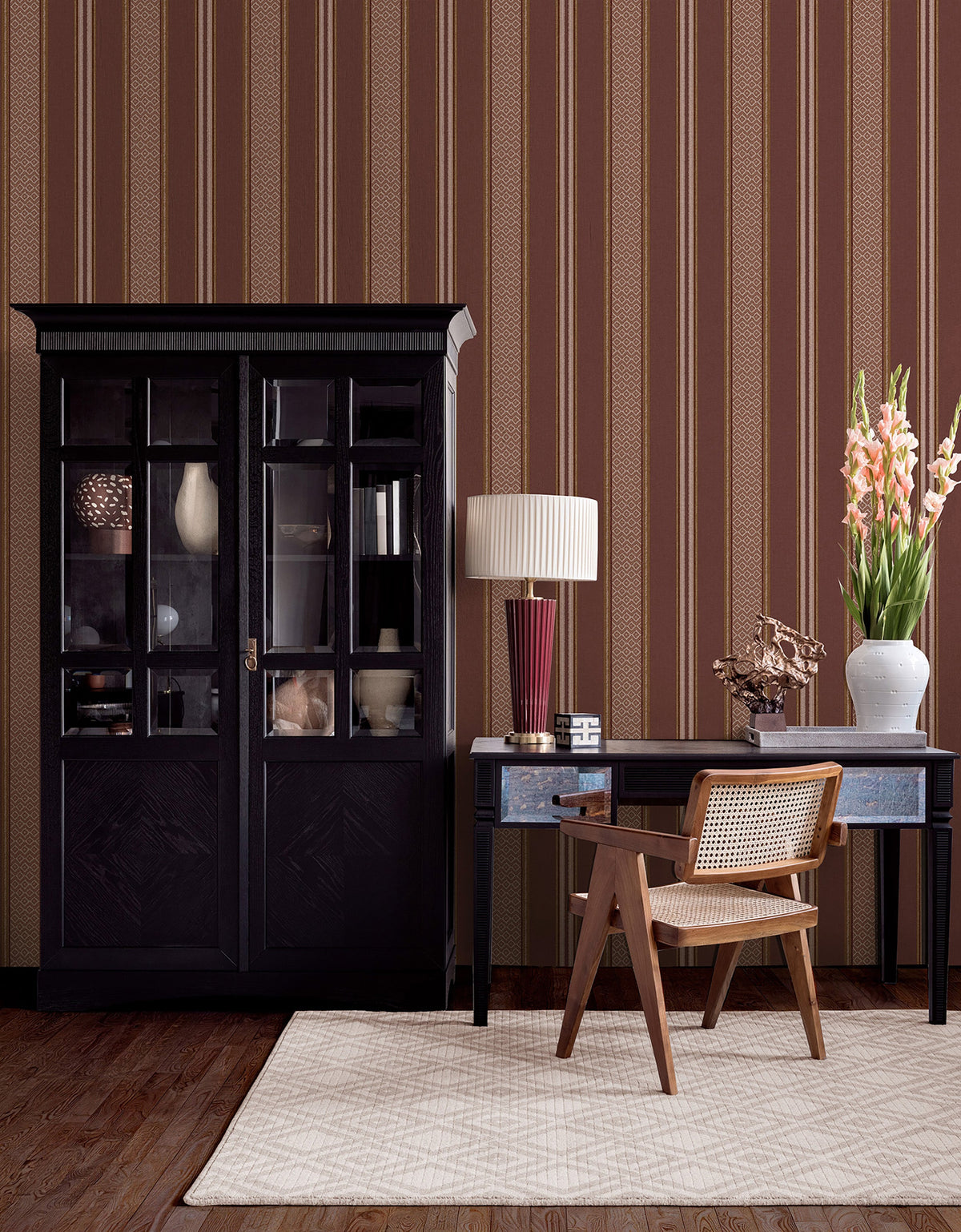 Patola – Woven Stripe Wallpaper – Russet
