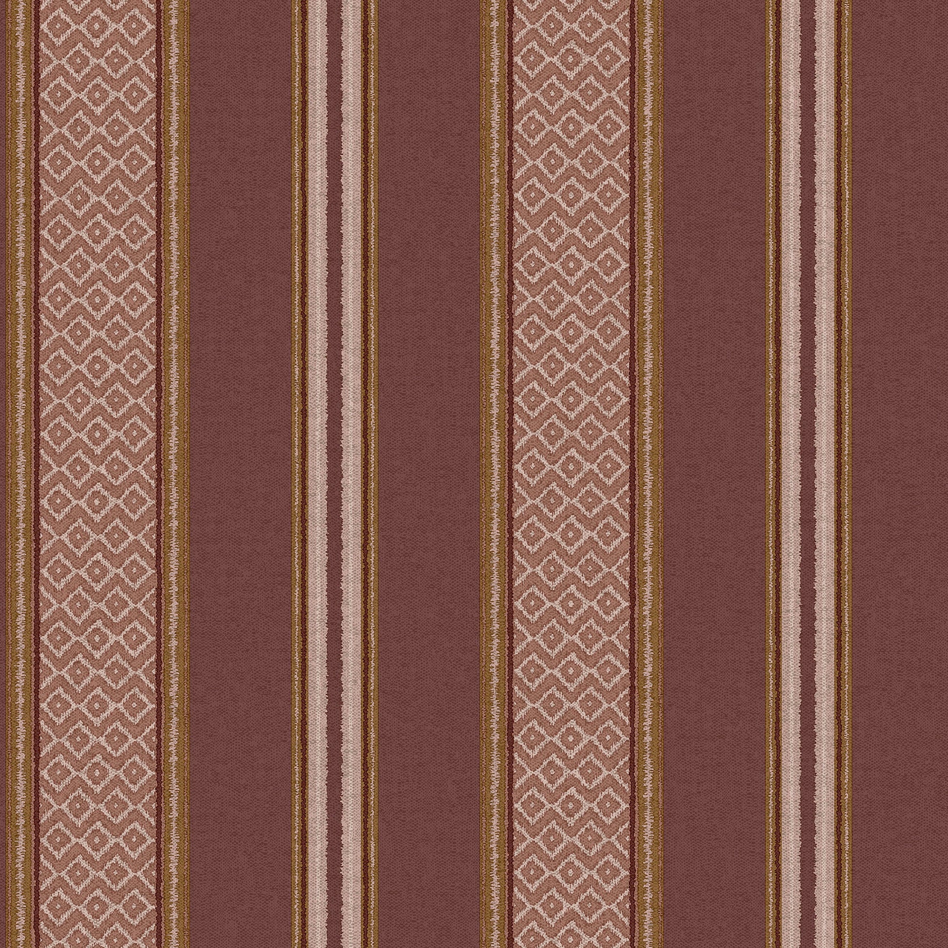 Russet woven-stripe wallpaper — flat pattern detail, Patola by The Inside