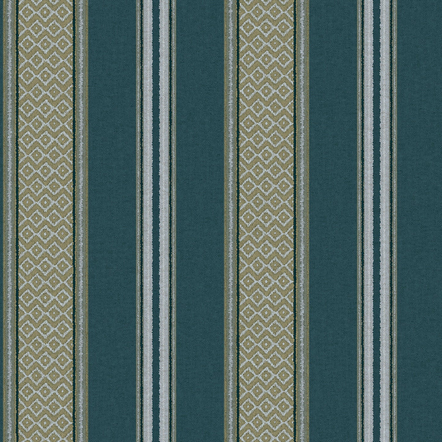 Dark teal woven-stripe wallpaper — flat pattern detail, Patola by The Inside