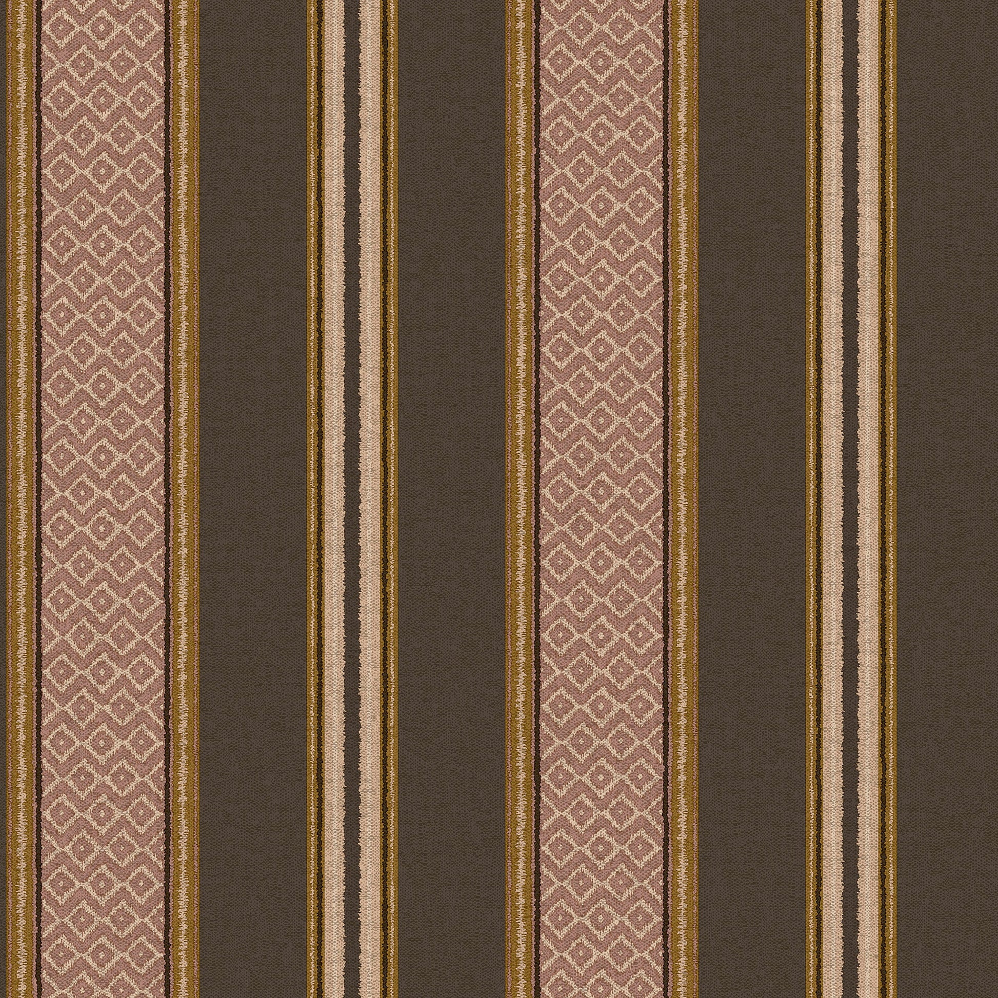 Charcoal woven-stripe wallpaper — flat pattern detail, Patola by The Inside