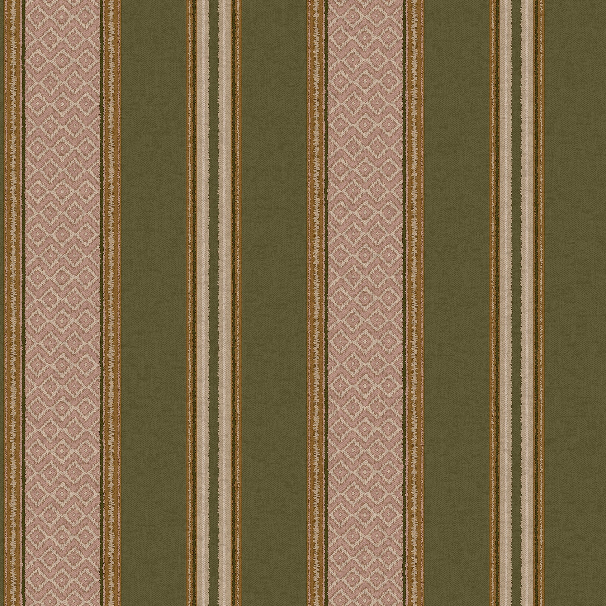 Khaki woven-stripe wallpaper — flat pattern detail, Patola by The Inside