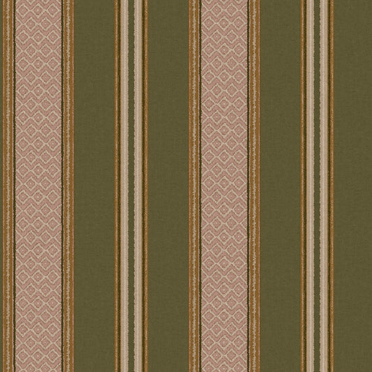 Khaki woven-stripe wallpaper — flat pattern detail, Patola by The Inside