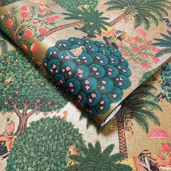 Sample – Bengal – Menagerie Wallpaper – Antique Gold