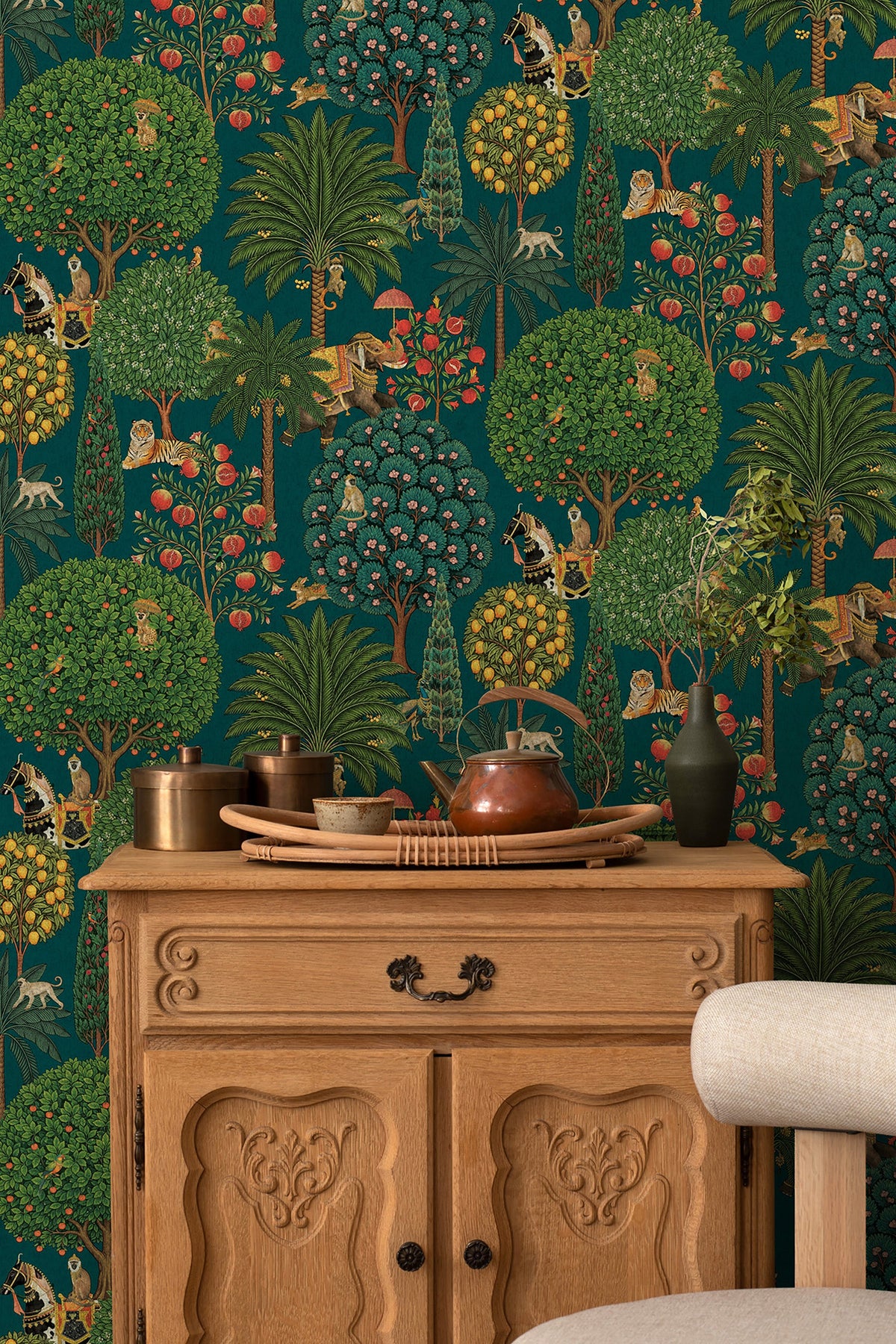 Bengal – Menagerie Wallpaper – Teal