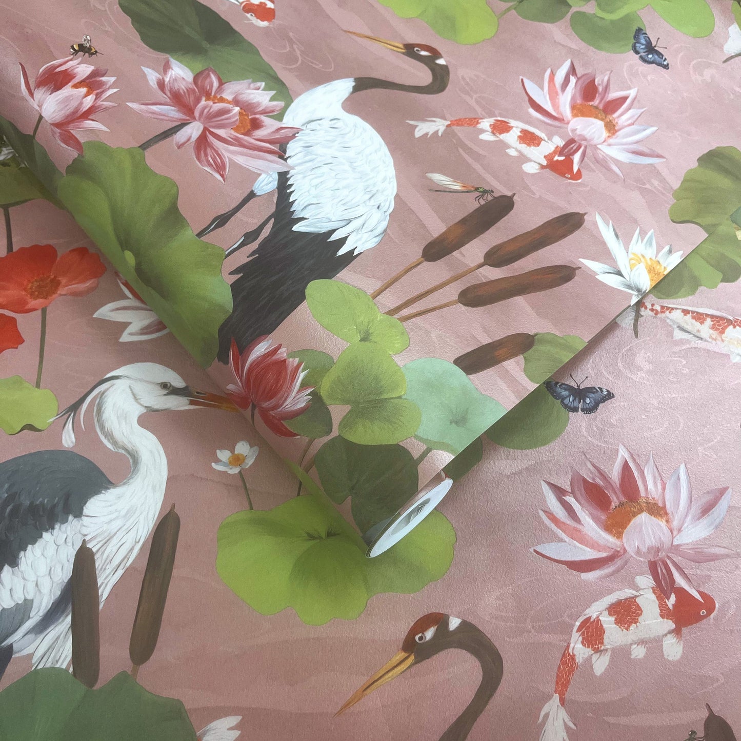 Sample – Hermine – Koi Pond Wallpaper – Blush