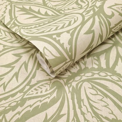 Musa Sage wallpaper roll showing the abstract leaf repeat