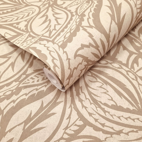 Sample – Musa – Paisley Leaf Wallpaper – Beige