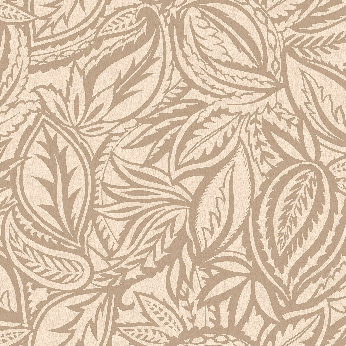 Beige abstract paisley-leaf wallpaper — flat pattern detail, Musa by The Inside