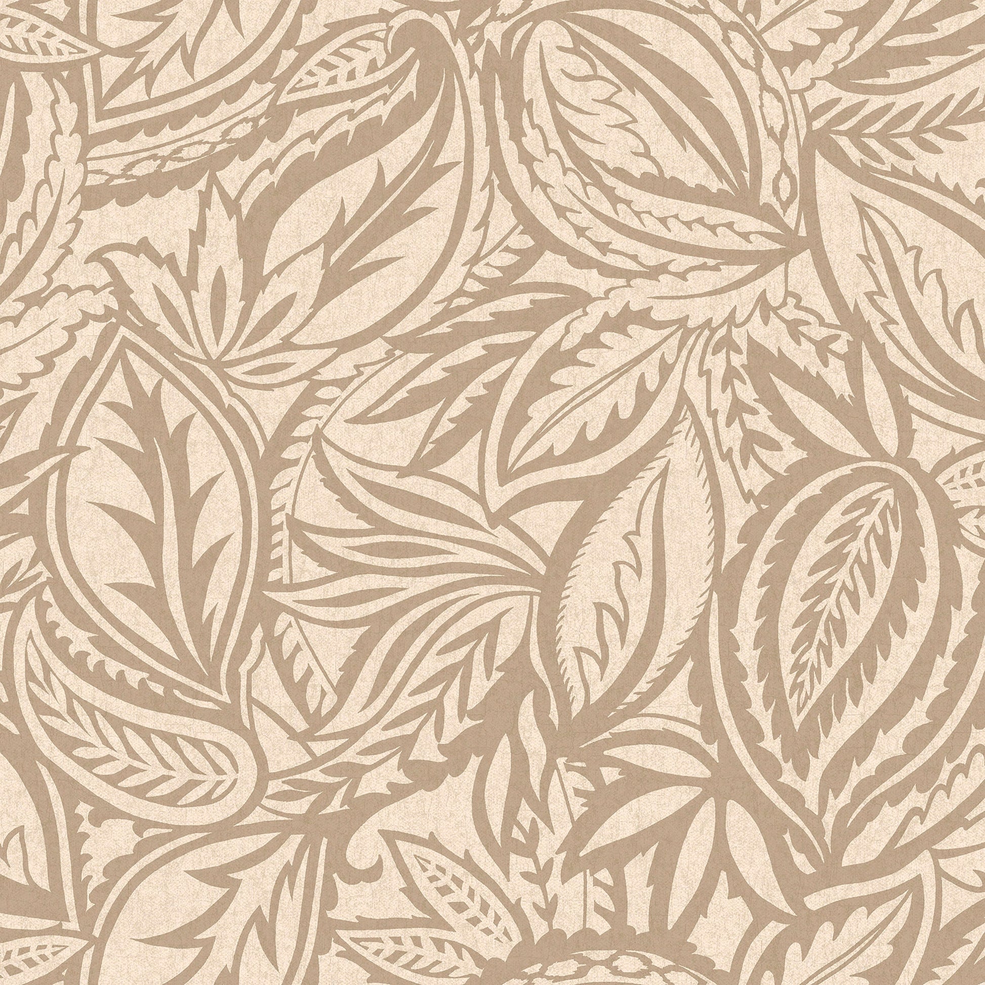 Beige abstract paisley-leaf wallpaper — flat pattern detail, Musa by The Inside