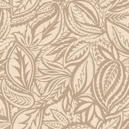 Beige abstract paisley-leaf wallpaper — flat pattern detail, Musa by The Inside