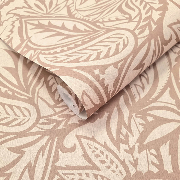 Sample – Musa – Paisley Leaf Wallpaper – Blush