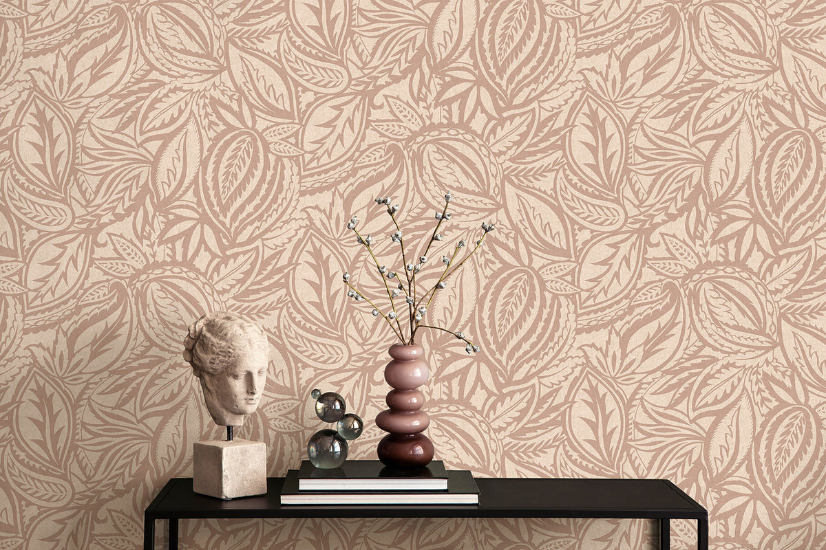 Musa – Paisley Leaf Wallpaper – Blush