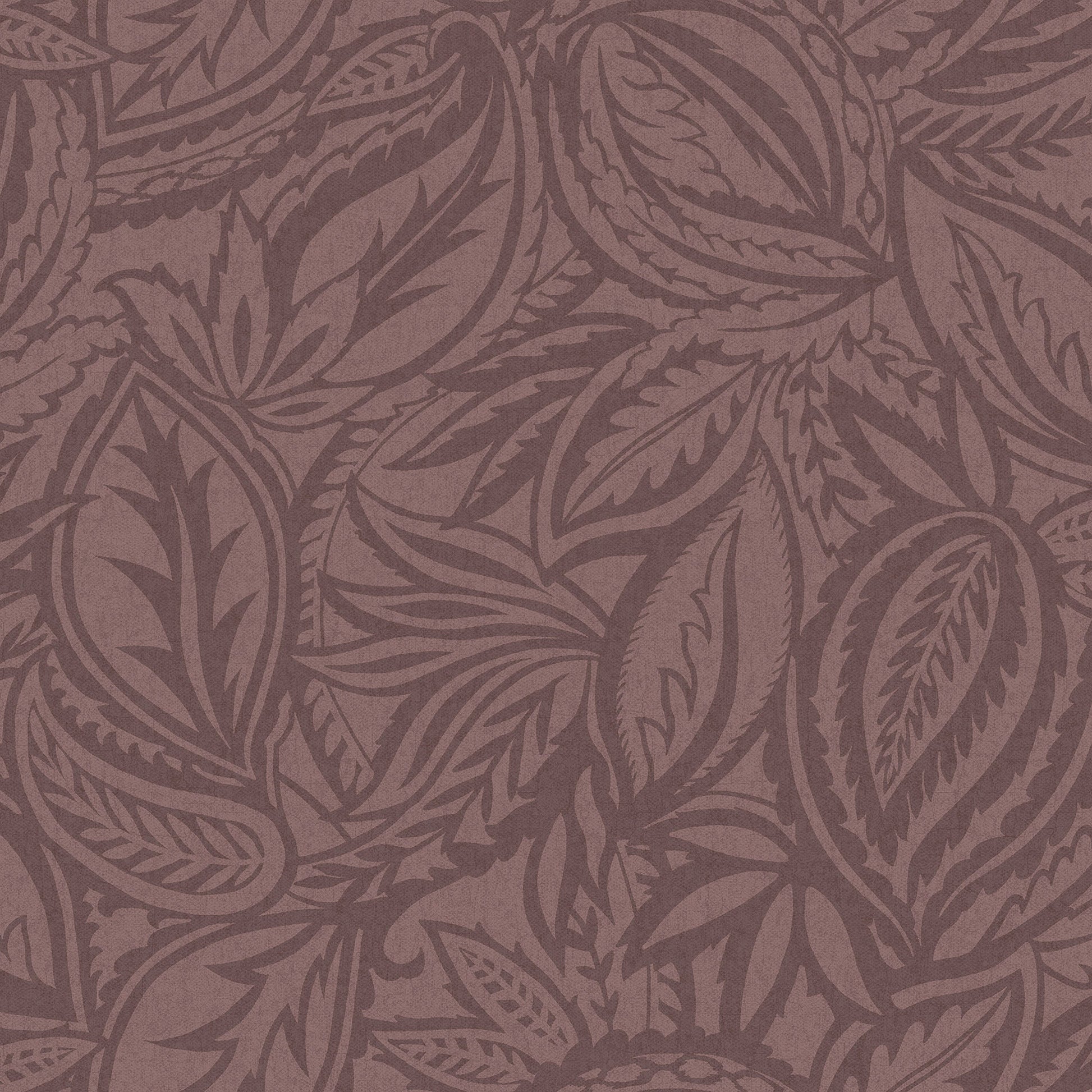 Maroon abstract paisley-leaf wallpaper — flat pattern detail, Musa by The Inside