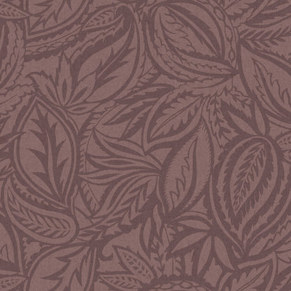 Maroon abstract paisley-leaf wallpaper — flat pattern detail, Musa by The Inside