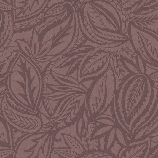 Maroon abstract paisley-leaf wallpaper — flat pattern detail, Musa by The Inside