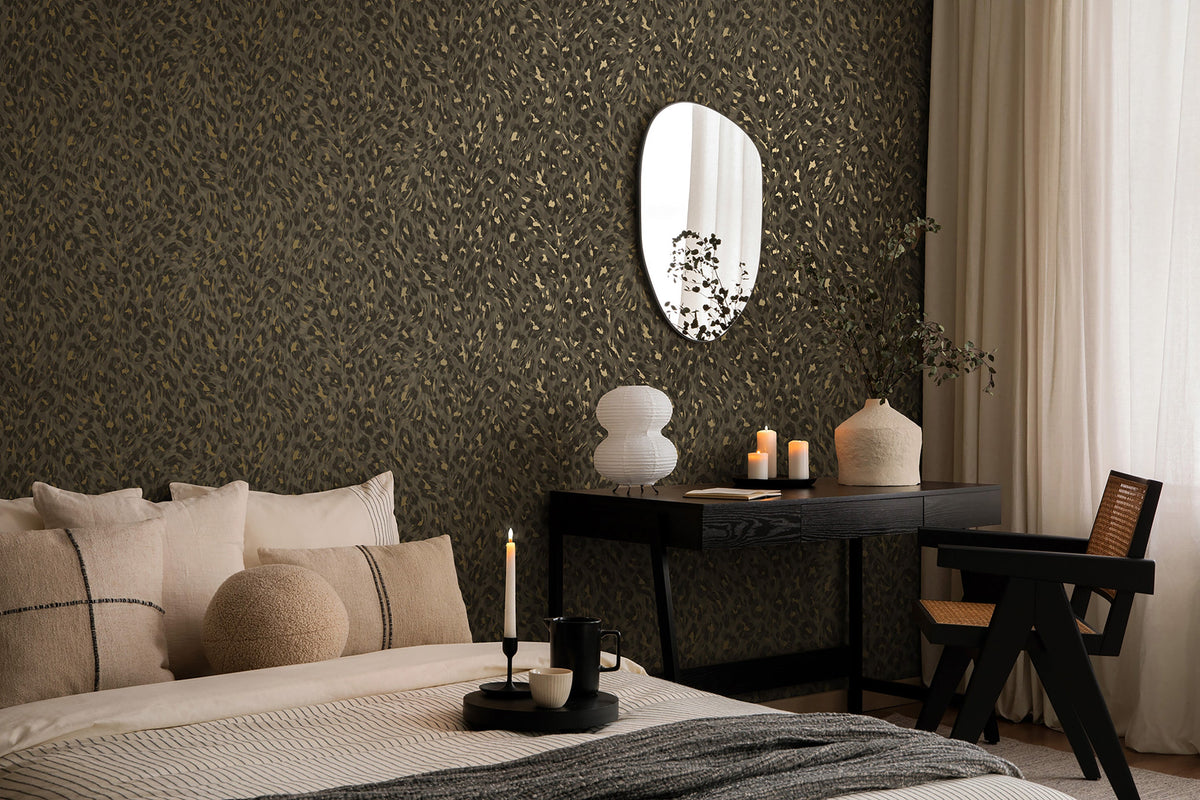 Rosette – Leopard Print Wallpaper – Charcoal