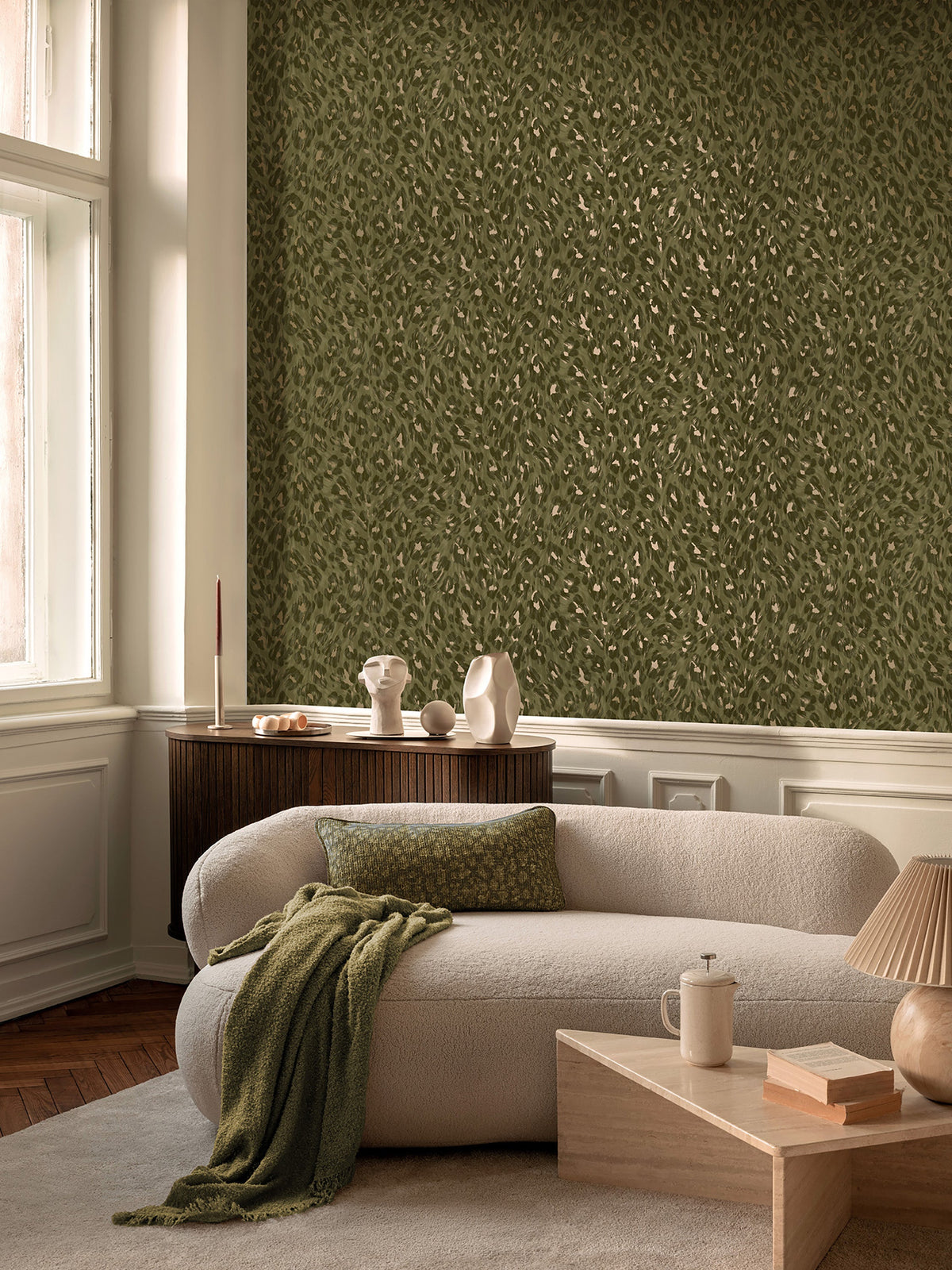 Rosette – Leopard Print Wallpaper – Khaki