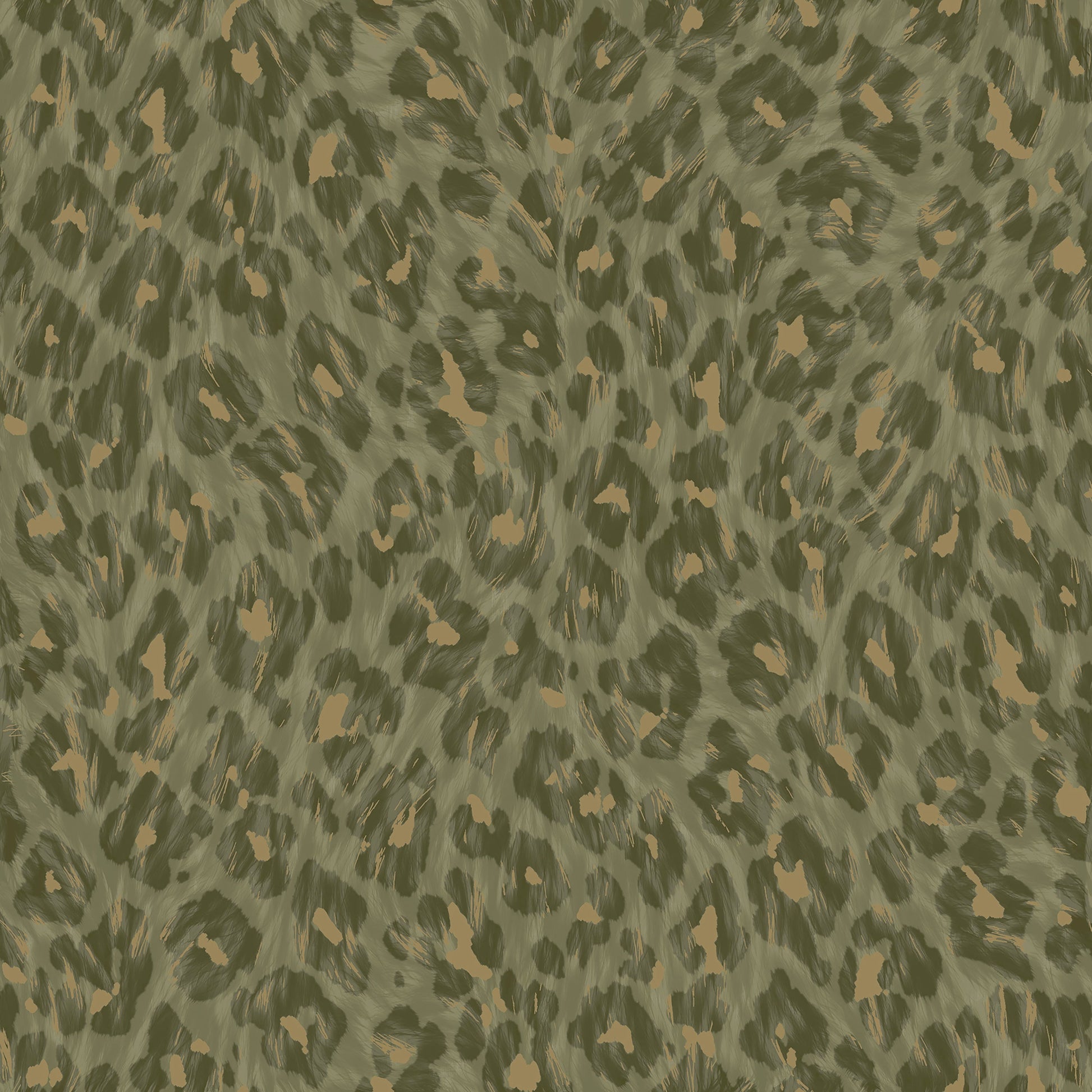 Khaki leopard-print rosette wallpaper — flat pattern detail, Rosette by The Inside