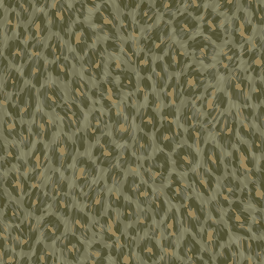 Khaki leopard-print rosette wallpaper — flat pattern detail, Rosette by The Inside
