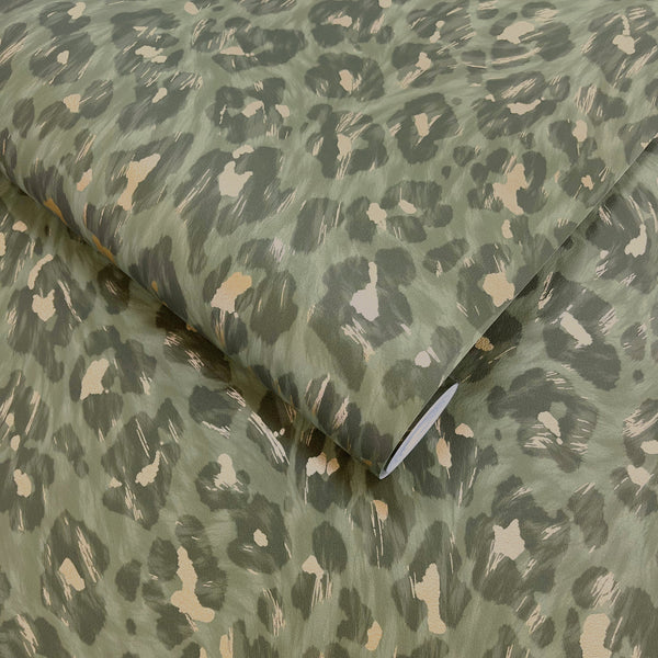 Sample – Rosette – Leopard Print Wallpaper – Khaki