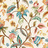 Amaranth – Jacobean Floral Wallpaper – Cream/Teal