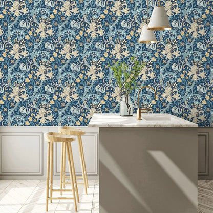 Lily Ogee Wallpaper - Ohpopsi - Navy Blue