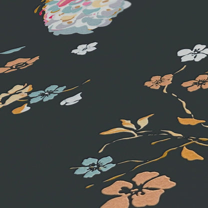 Majestic Peacock & Blossom Wallpaper - House of Turnowsky - Black