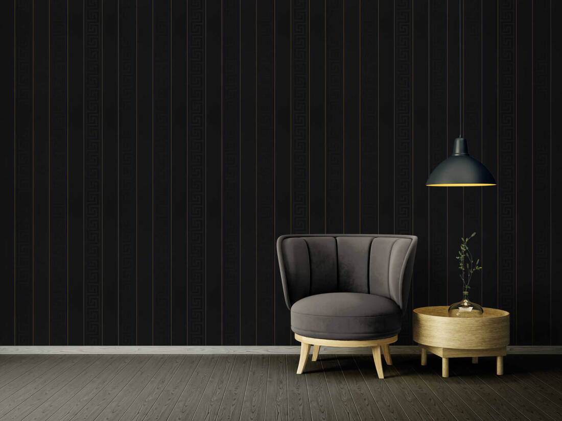 Versace Stripes Wallpaper (Versace 3 Collection) - Black