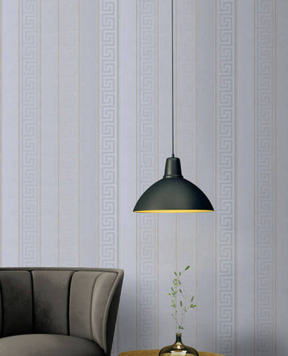 Versace Greek Key Stripe Wallpaper - Silver/Gold