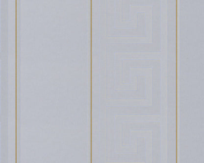 Versace Greek Key Stripe Wallpaper - Silver/Gold