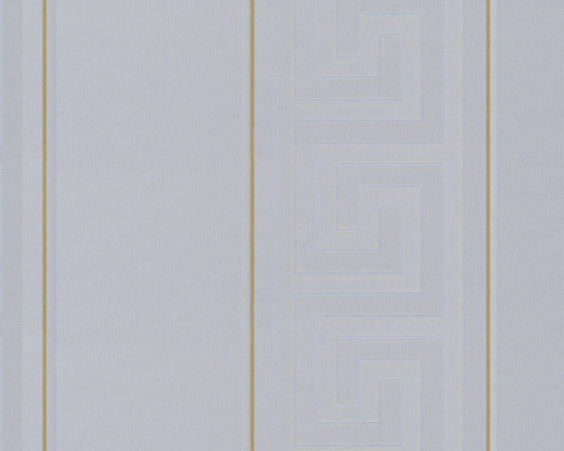 Versace Greek Key Stripe Wallpaper - Silver/Gold