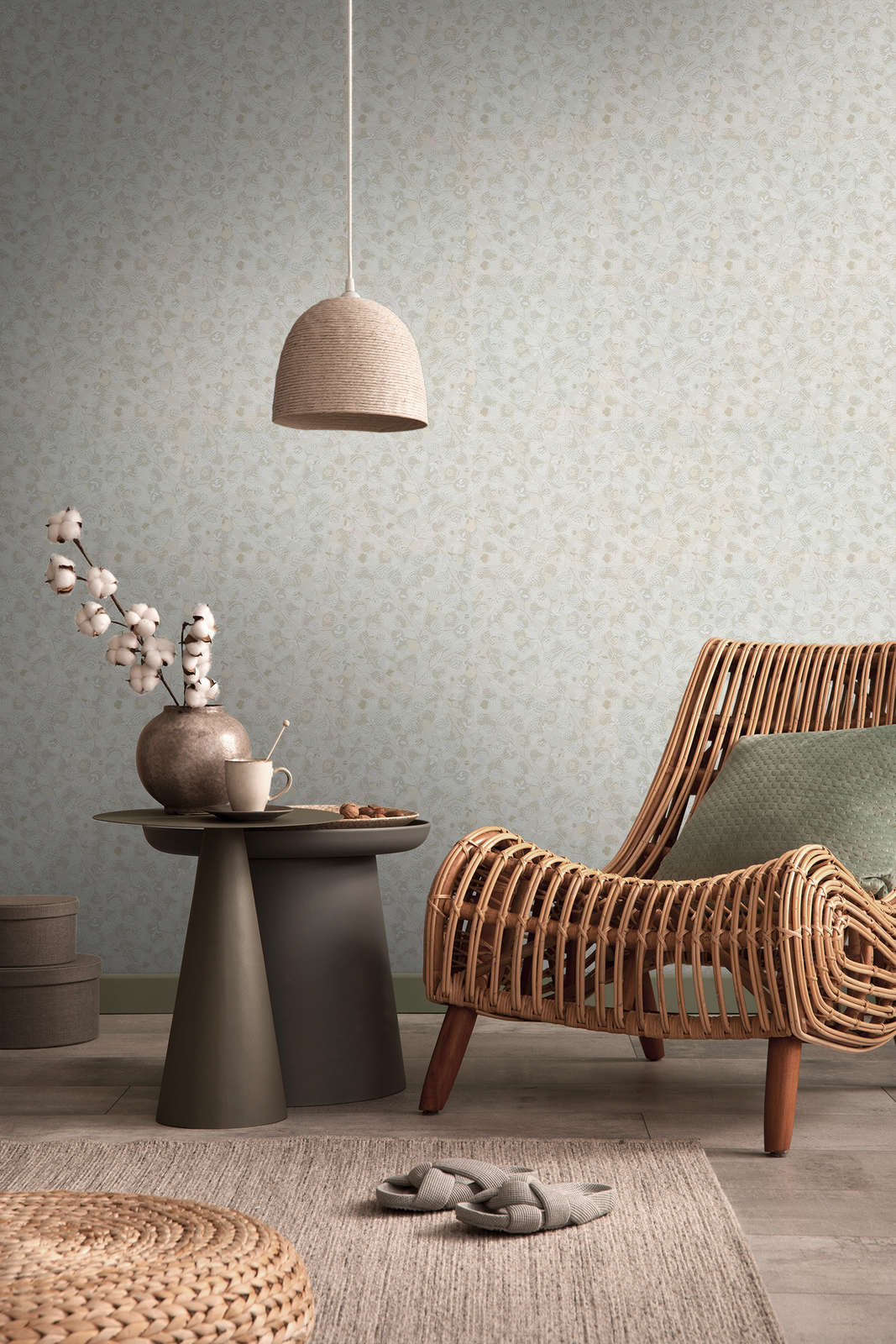 Leafy Heart - Wallpaper - Beige