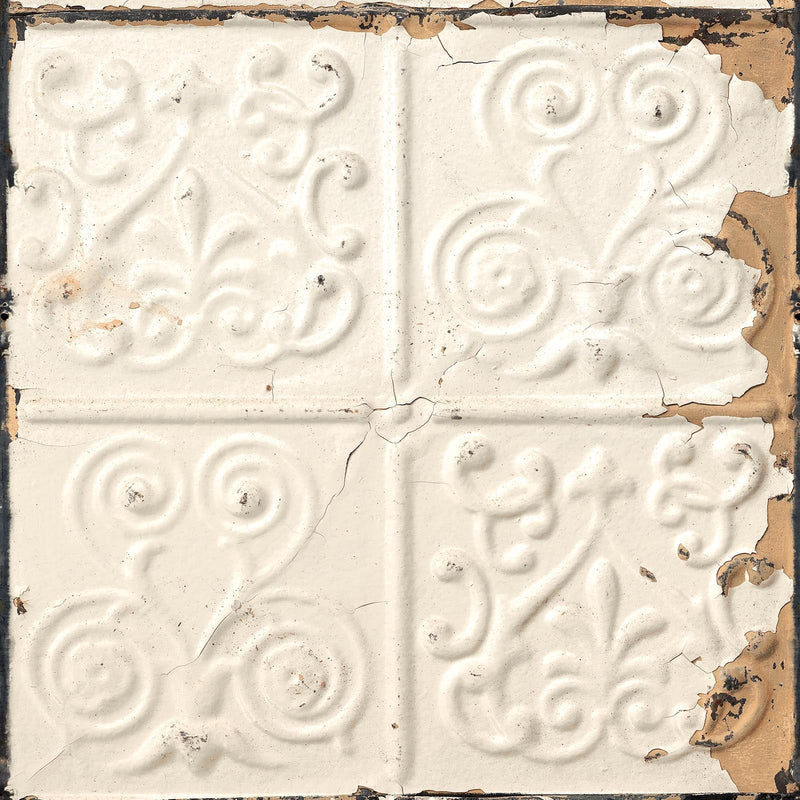 Sample - Brooklyn Tin Tiles Wallpaper- Off White 02