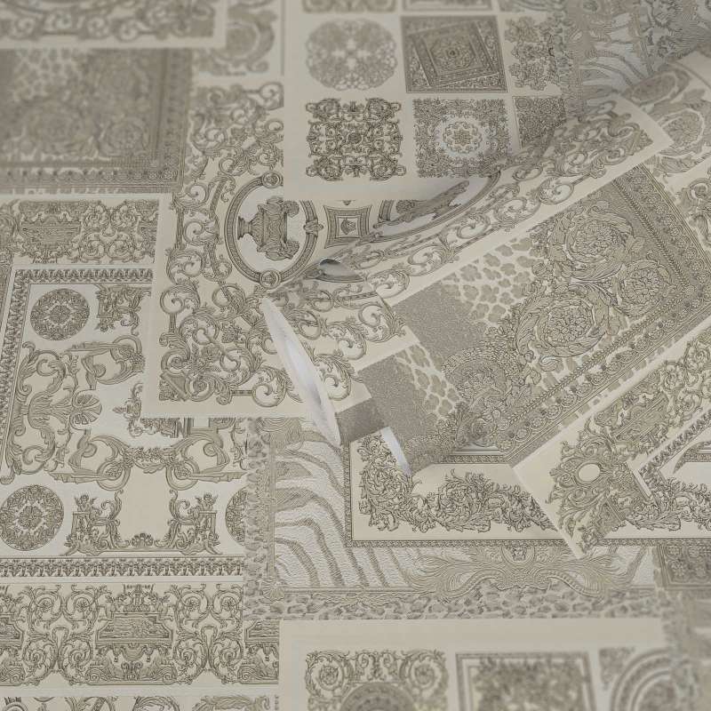 Versace Tapestry Wallpaper - Silver/Grey/White