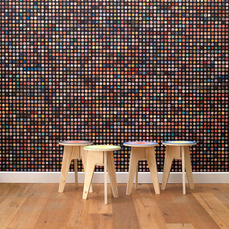 Sample - Crown Caps Wallpaper by Jeanine Eek - Black Crown Caps