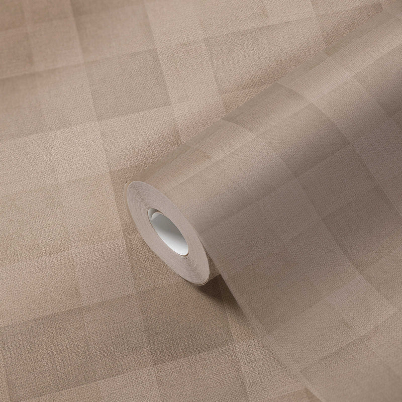 Bistro Plaid - Checkered Wallpaper - Brown