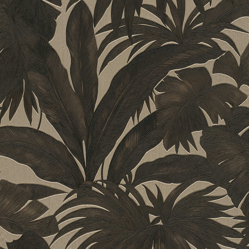 Sample - Versace Giungla Palm Leaves Wallpaper - Gold/Black