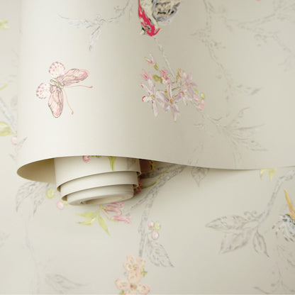 Phoebe - Birds on Trailing Branches Wallpaper - Beige - Discontinuing