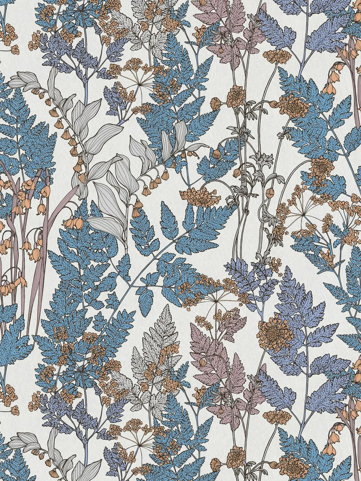Sample - Floral Wallpaper - White/Blue