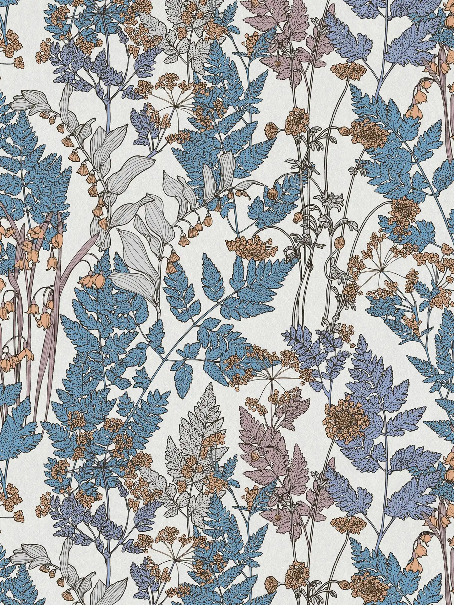 Sample - Floral Wallpaper - White/Blue