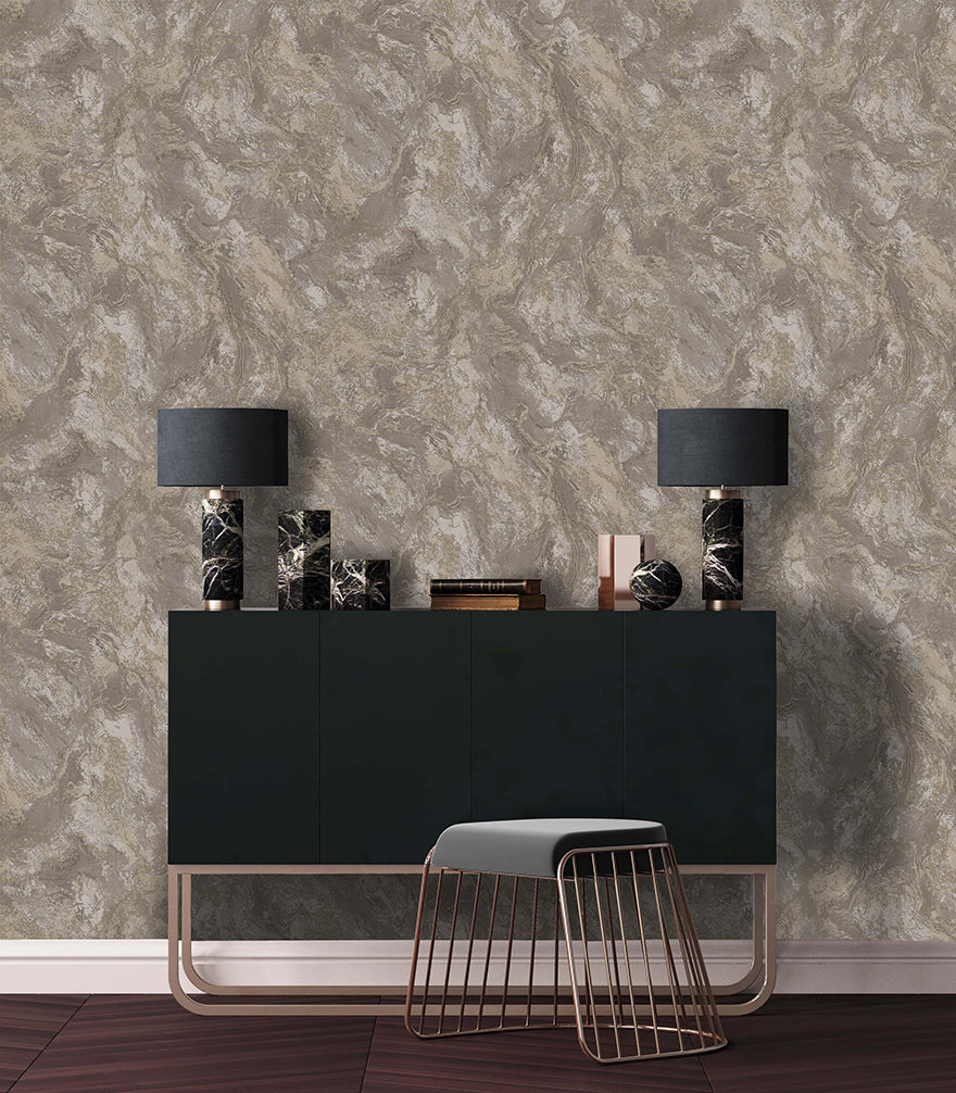 Calacatta Marble Bead Wallpaper - Taupe
