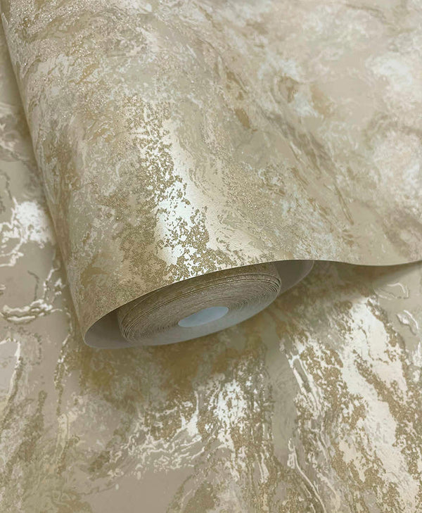 Sample - Calacatta Marble Bead Wallpaper - Beige