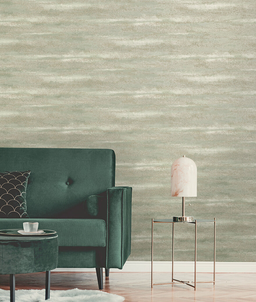 Horizon Glass Beads Wallpaper - Sage