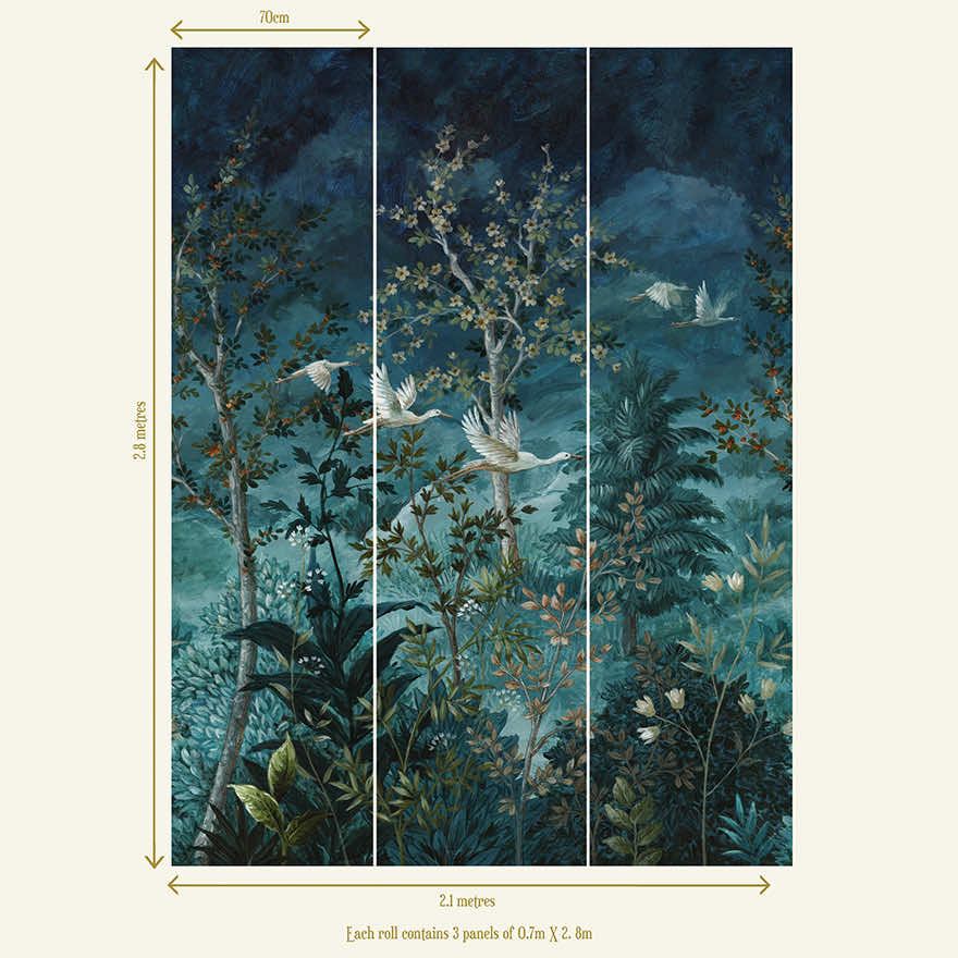 Midnight Canopy Blue Hybrid Wallpaper Mural