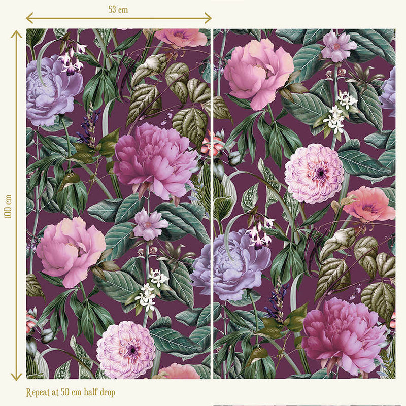Botanicus - Large Blossoms Wallpaper - Berry