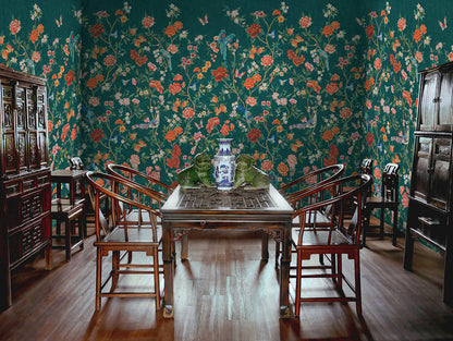 Imperial Gardens Wallpaper Hybrid Mural-Teal