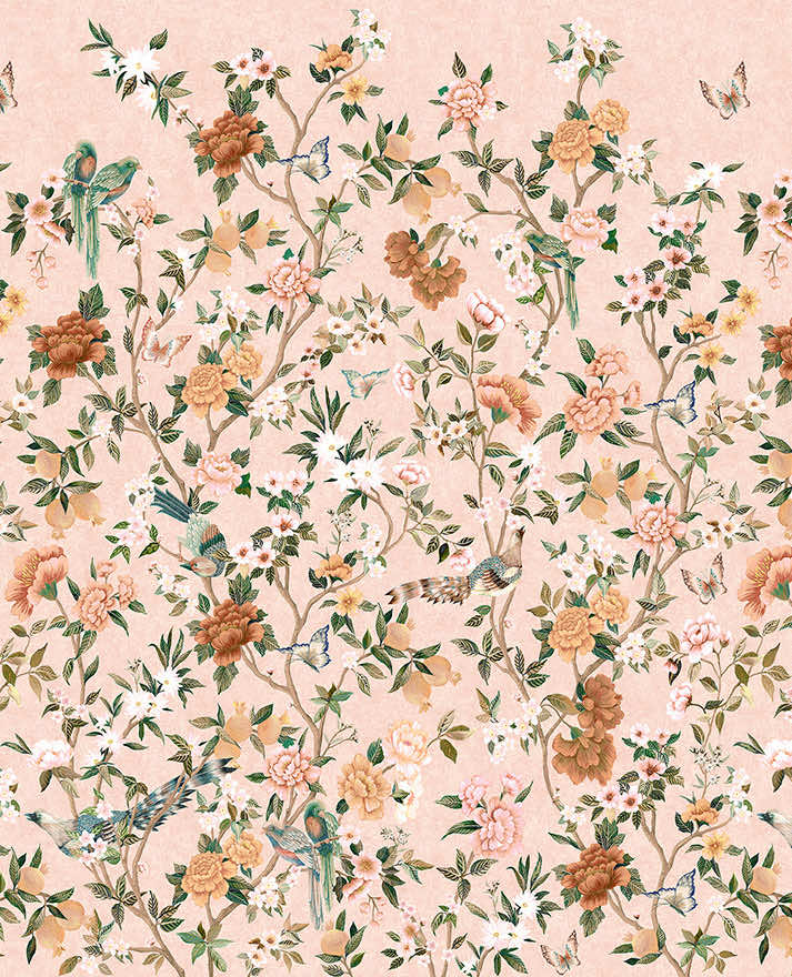Imperial Gardens Wallpaper Hybrid Mural-Pink