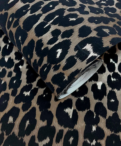 Makucha Flock Velvet Wallpaper - Umber