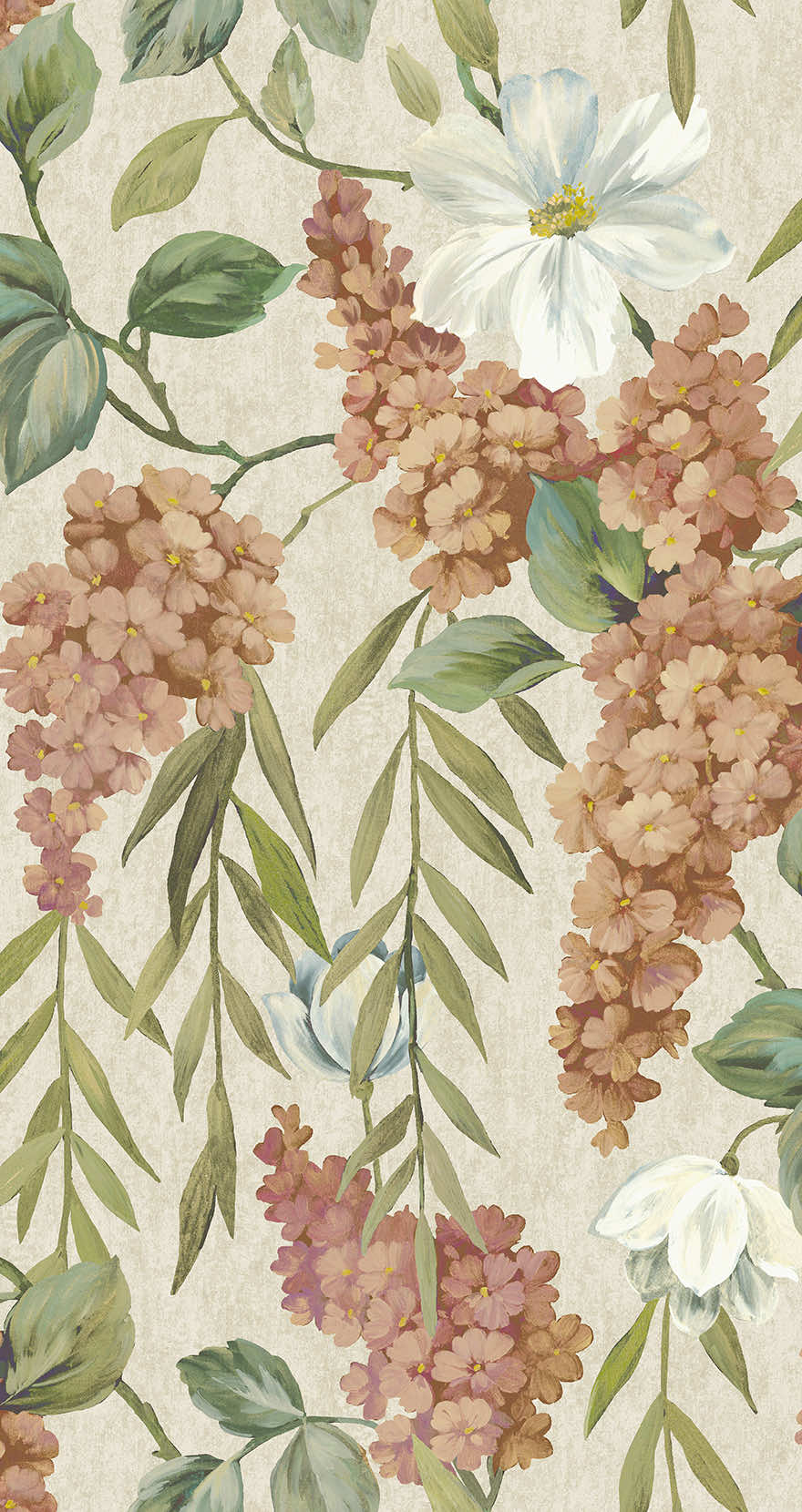 Buddleia - Trailing Blooms Wallpaper - Coral/Beige – The Inside