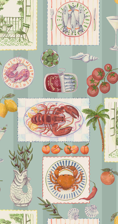 Alfresco Mediterranean Wallpaper – Blue